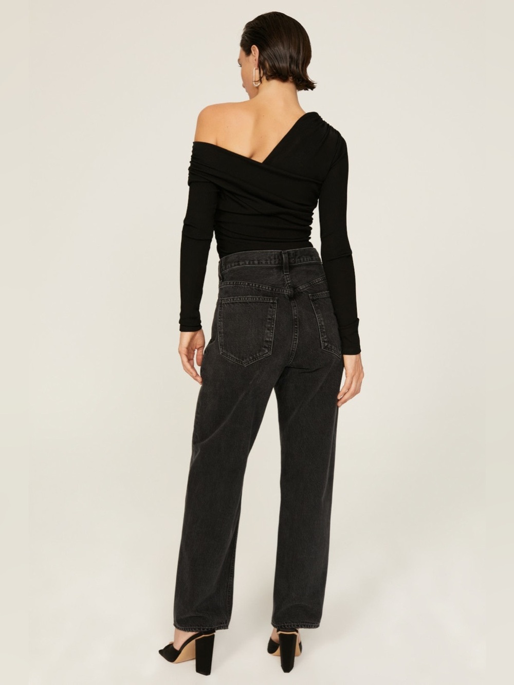 Agolde Criss Cross Black Straight Leg High-Rise Jeans - Picture 4 of 11
